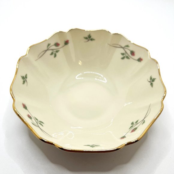 Lenox Rose Manor Small Bowl Pink Roses Gold Trim Scalloped - USA - Picture 4 of 5